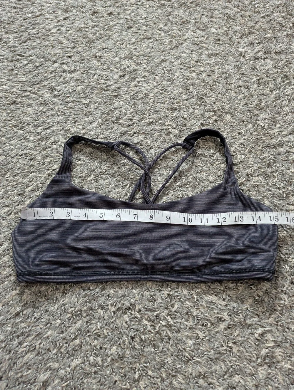 Lululemon Black Grey Strappy Athletic Exercise Sports Bra L